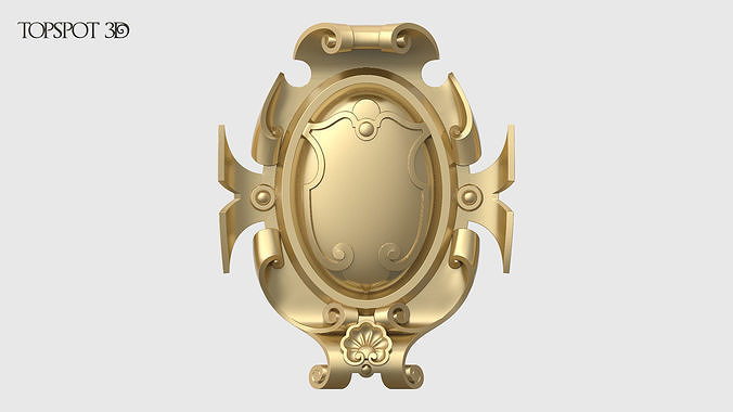 Cartouche ornate gold medallion 3D print model