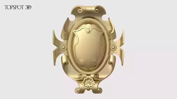 Cartouche ornate gold medallion