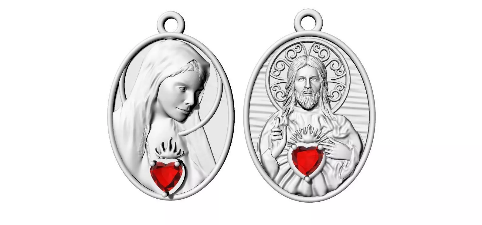 Sacred Heart of Jesus ans Mary 3D print model