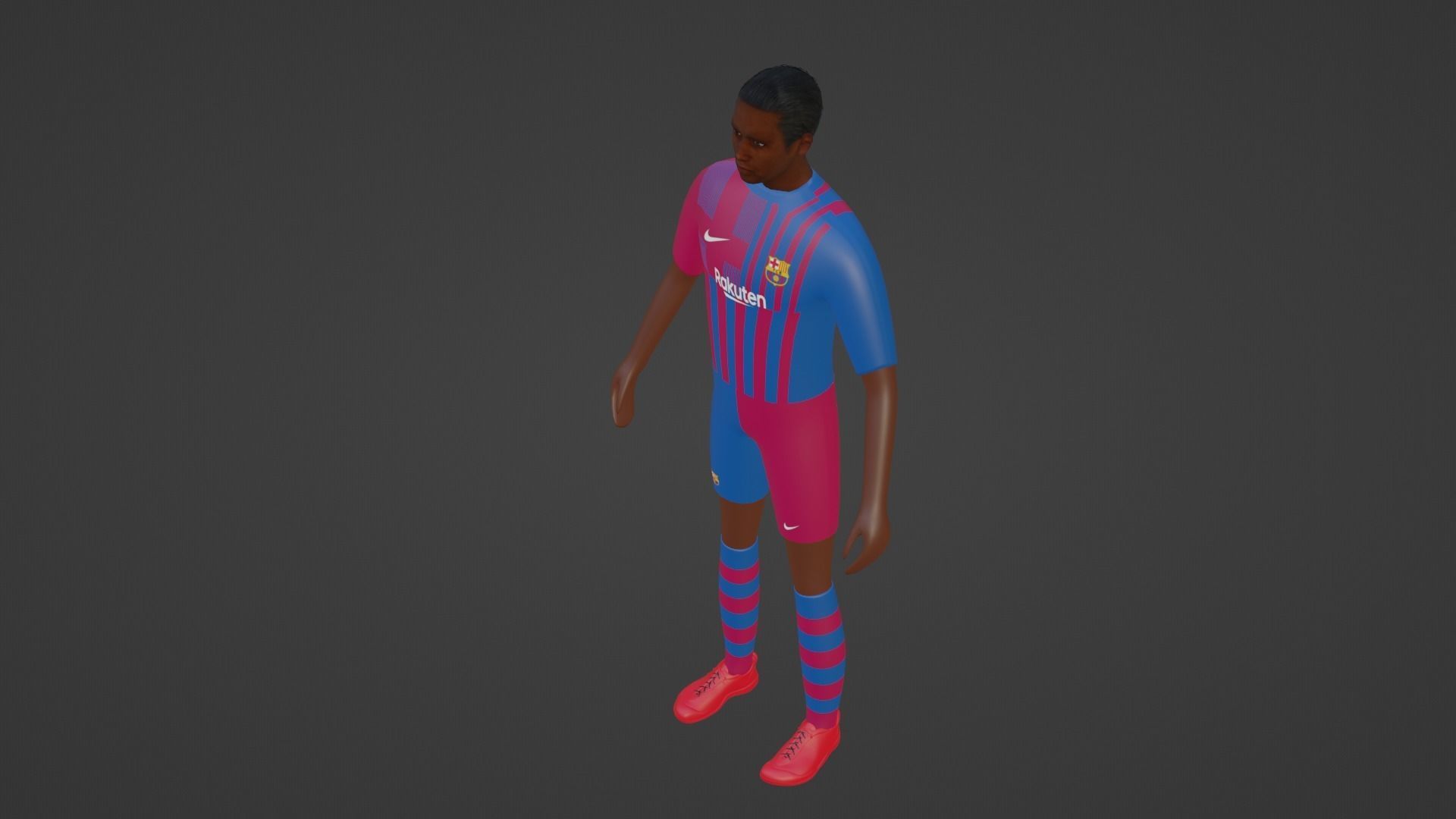 Soccer Player - Barcelona Low-poly 3D model_2