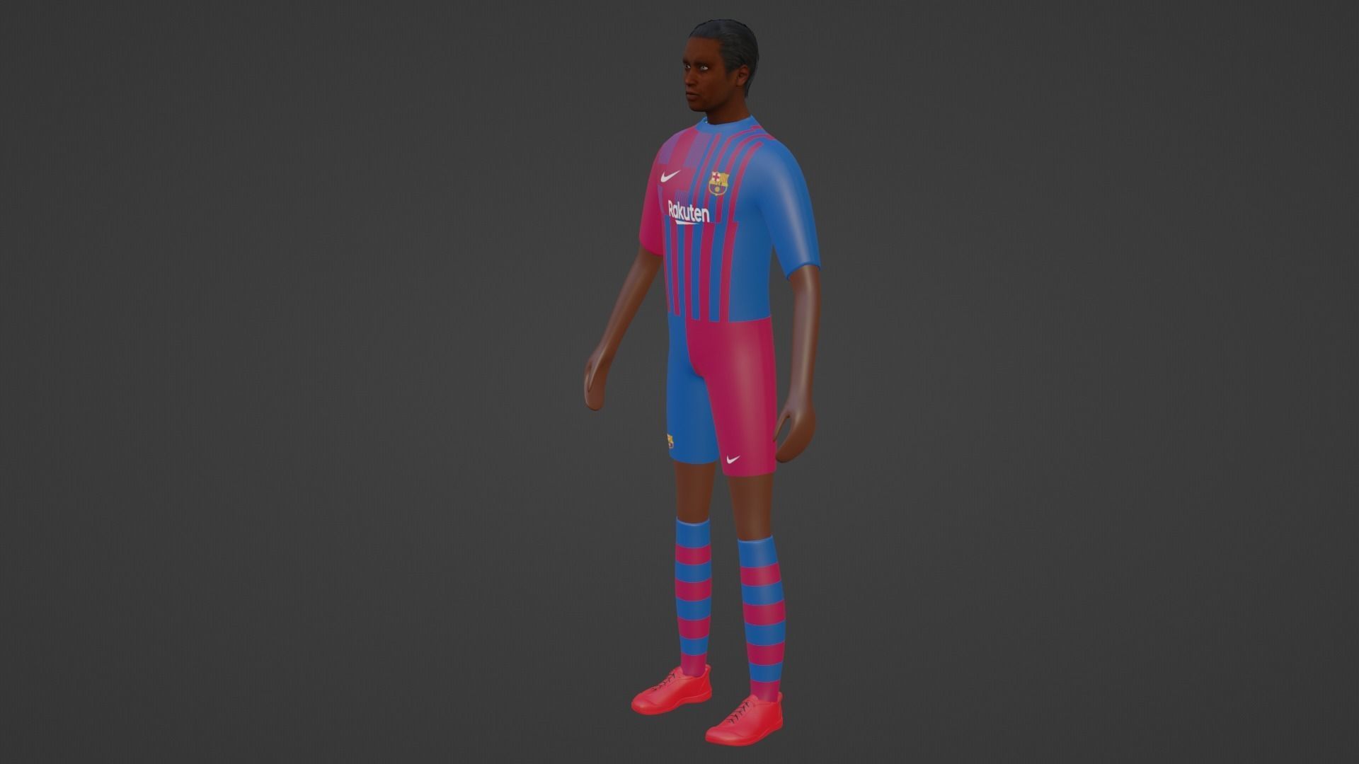 Soccer Player - Barcelona Low-poly 3D model_3