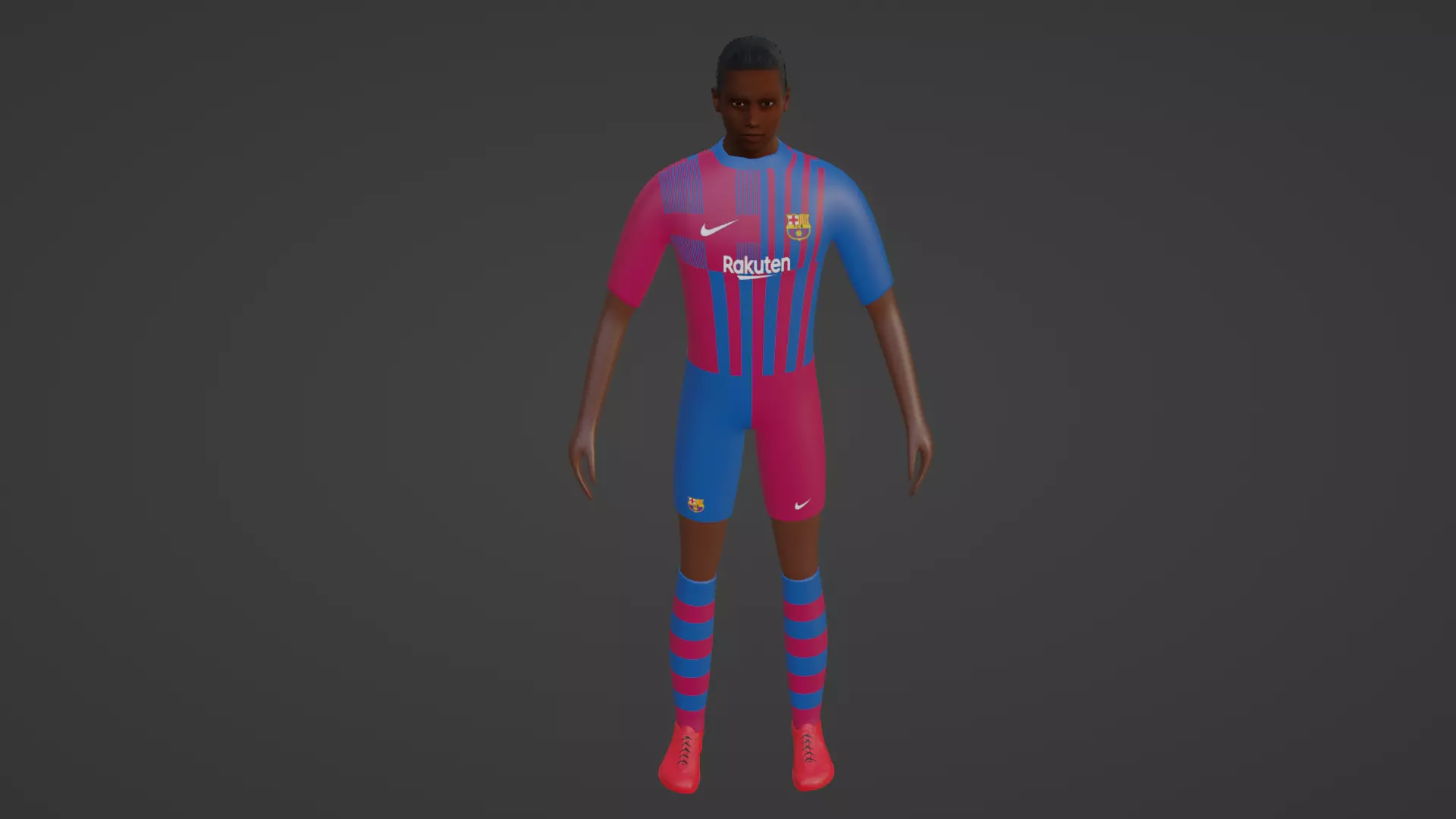 Soccer Player - Barcelona Low-poly 3D model_0