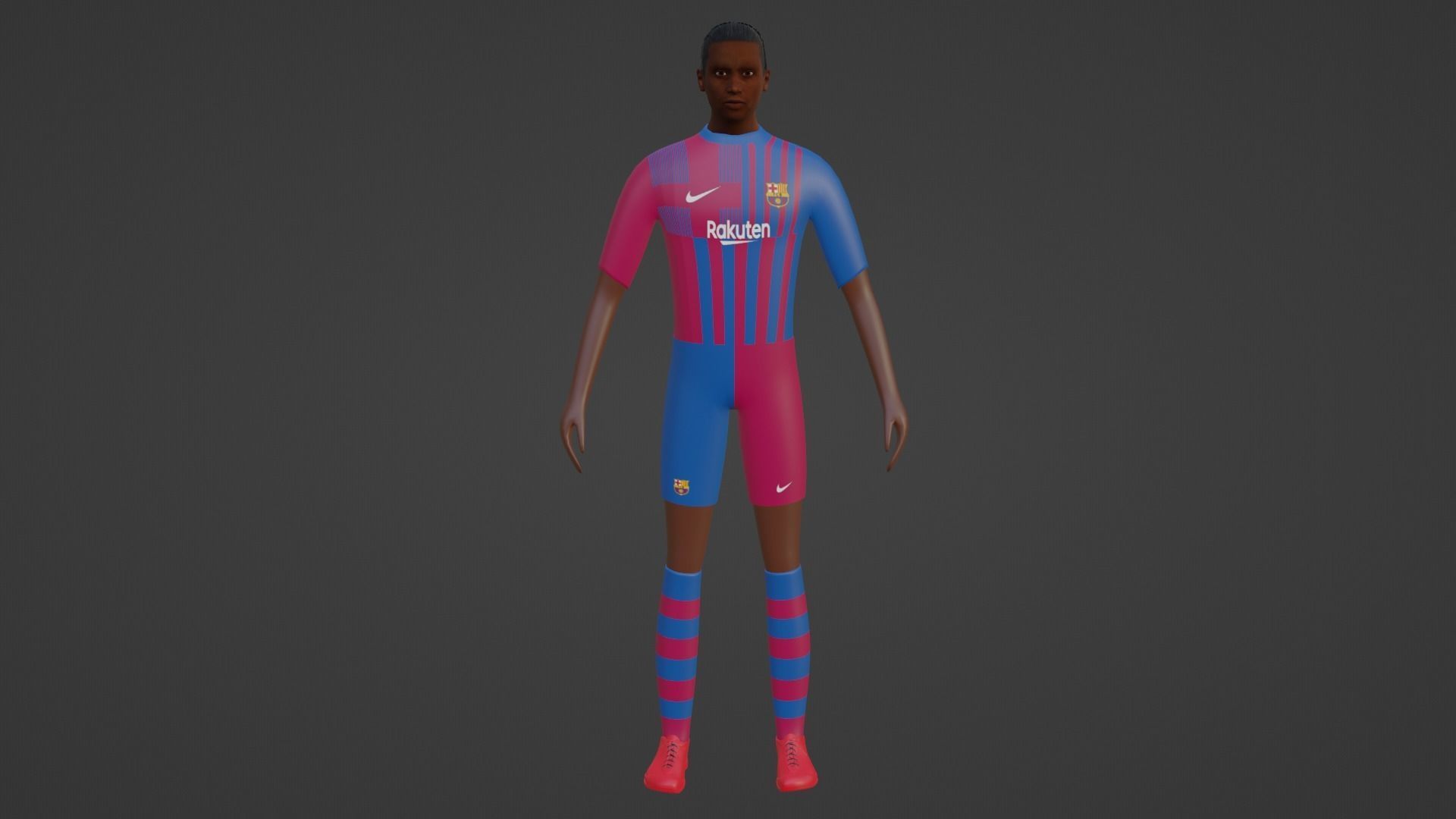 Soccer Player - Barcelona Low-poly 3D model_4