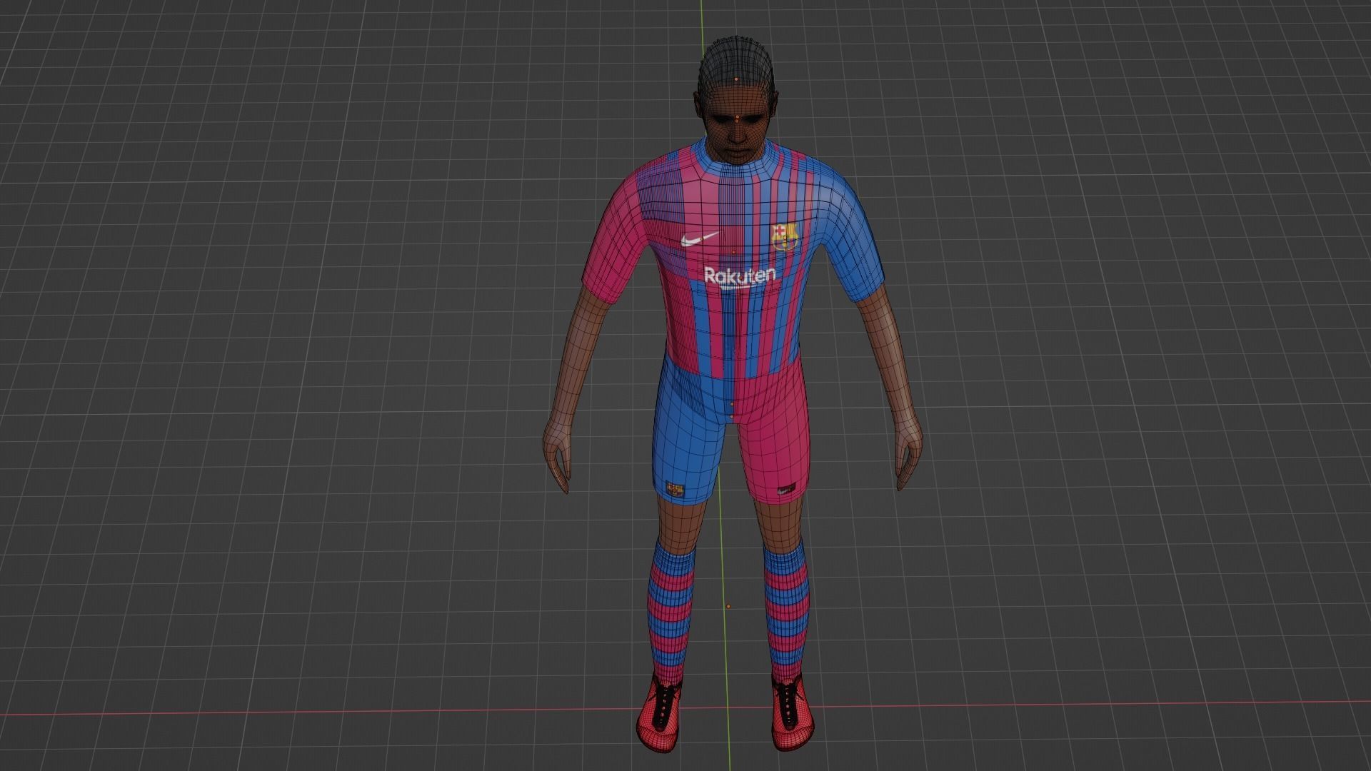 Soccer Player - Barcelona Low-poly 3D model_8