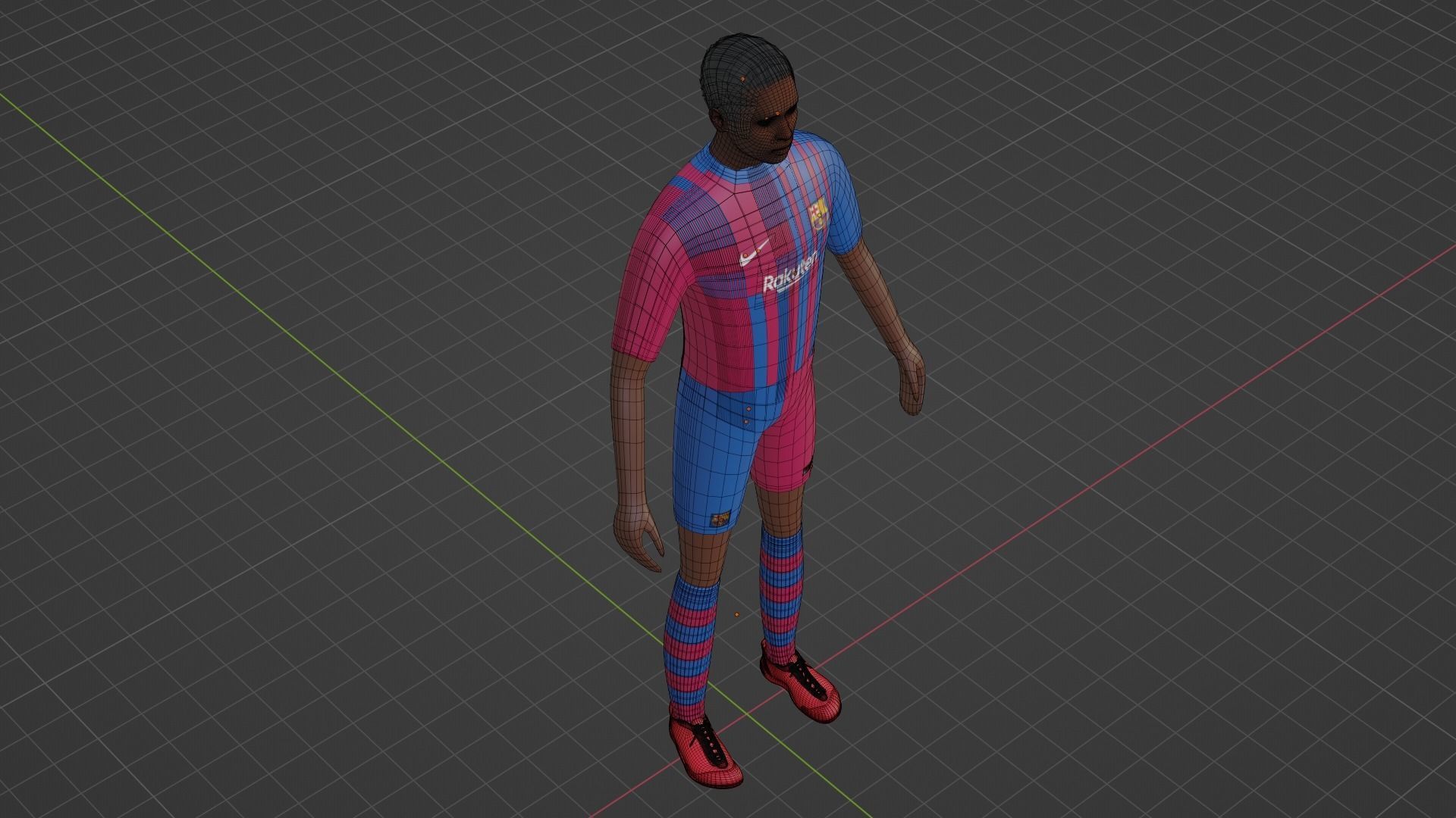 Soccer Player - Barcelona Low-poly 3D model_6