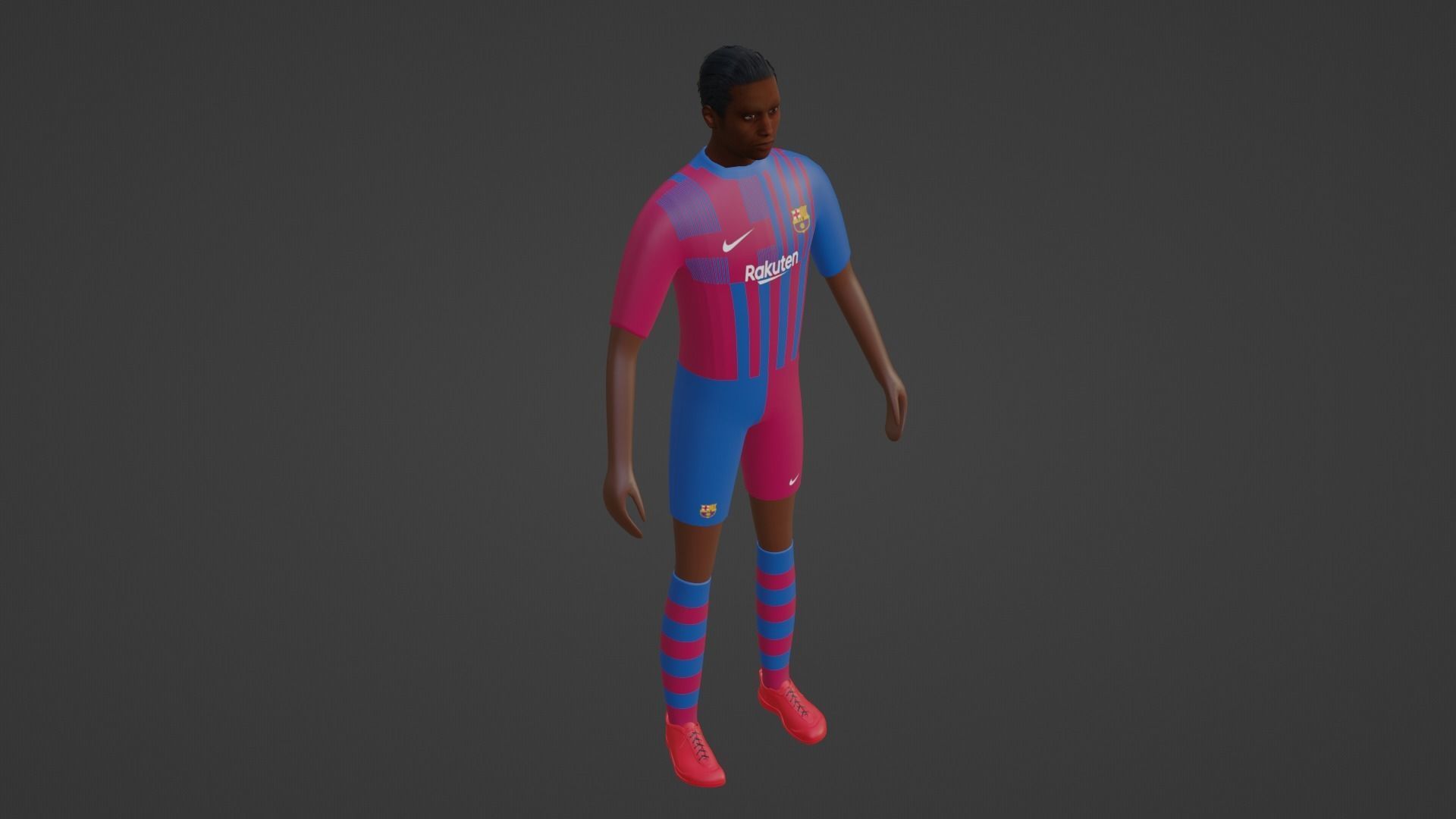 Soccer Player - Barcelona Low-poly 3D model_1