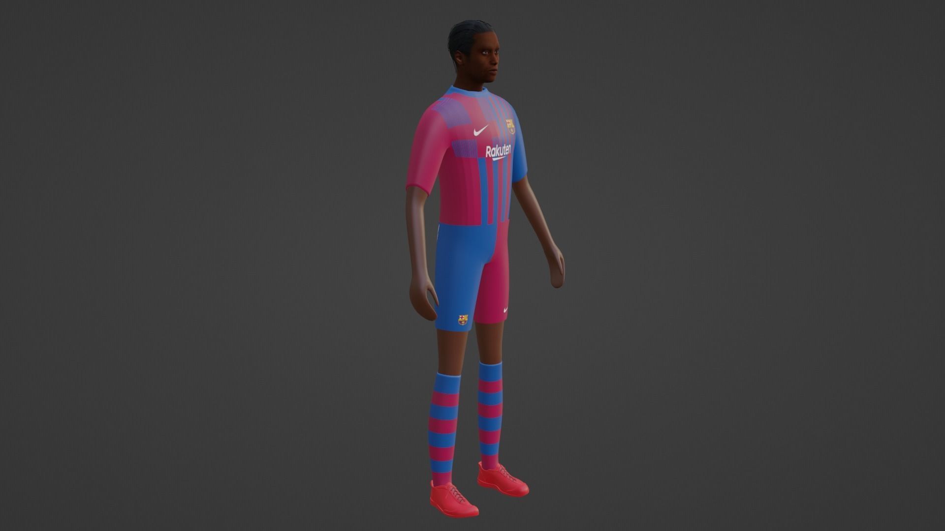 Soccer Player - Barcelona Low-poly 3D model_5