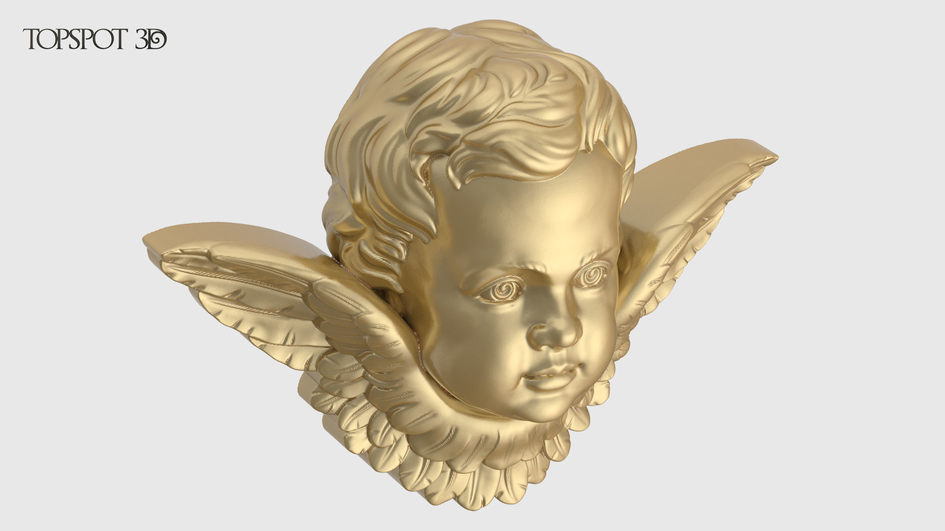Cherub gold angel head 3D print model_2