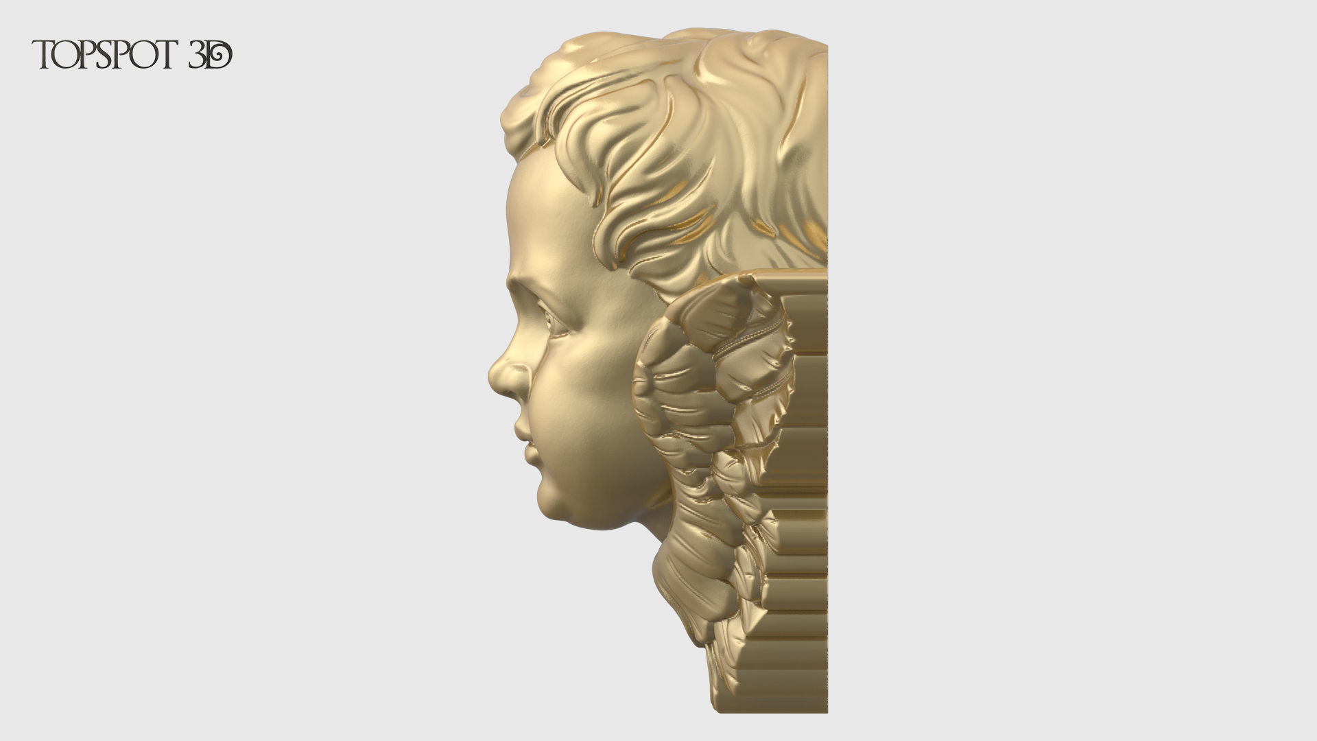 Cherub gold angel head 3D print model_3