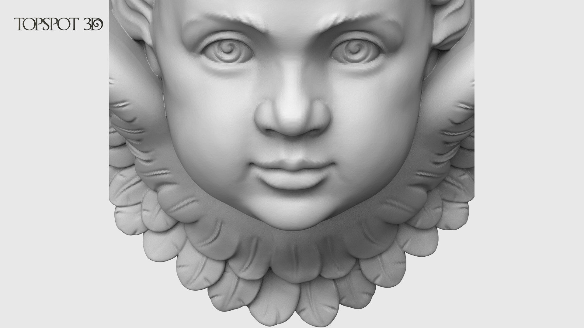 Cherub gold angel head 3D print model_11
