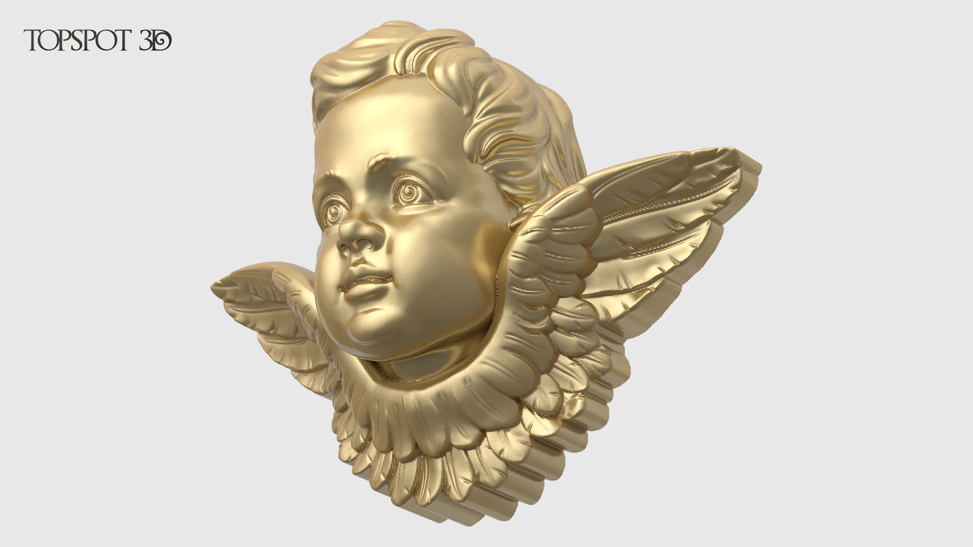 Cherub gold angel head 3D print model_1