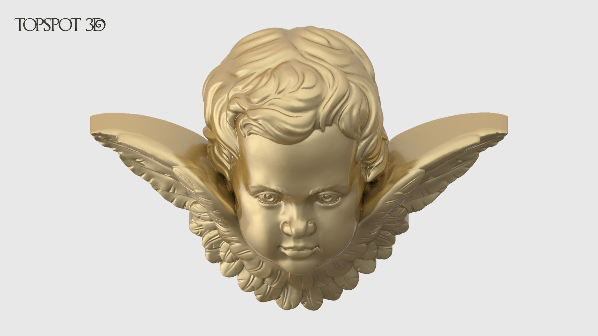 Cherub gold angel head 3D print model_5