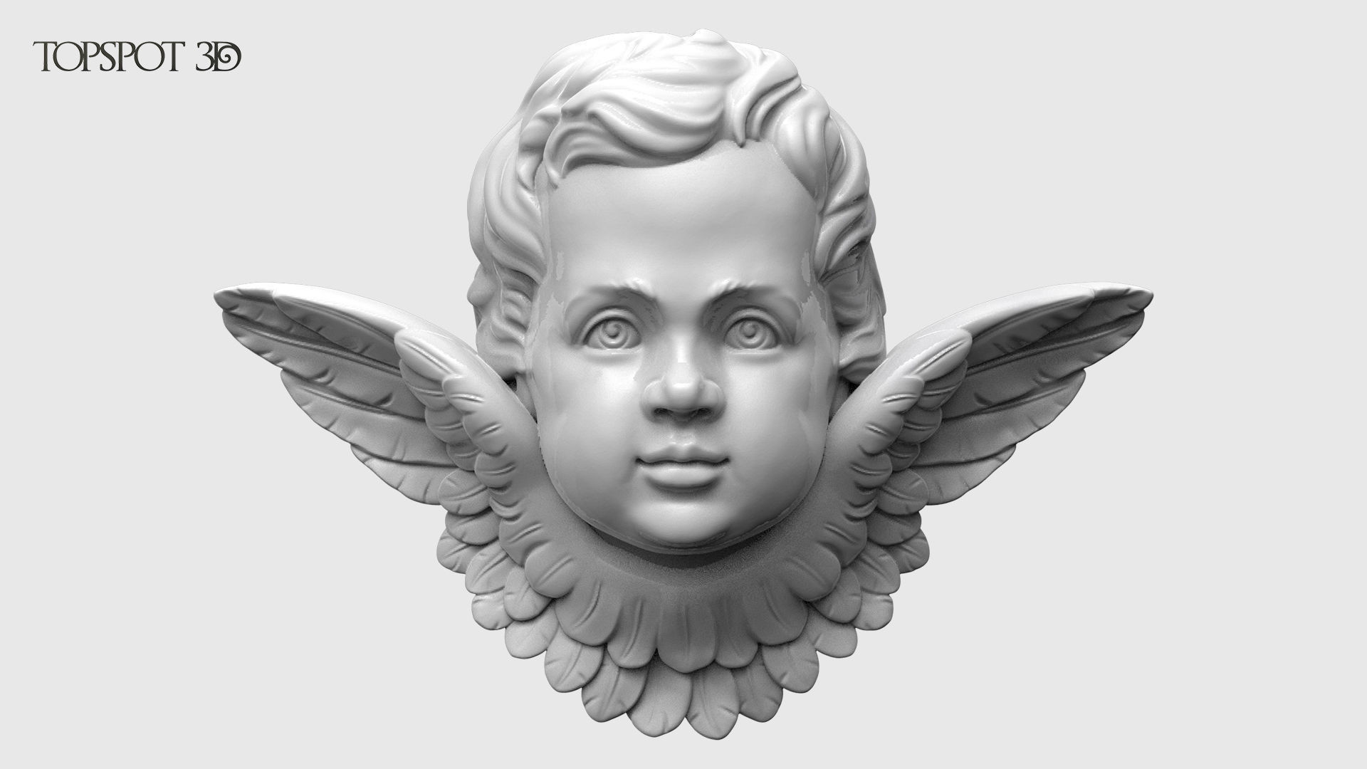 Cherub gold angel head 3D print model_8