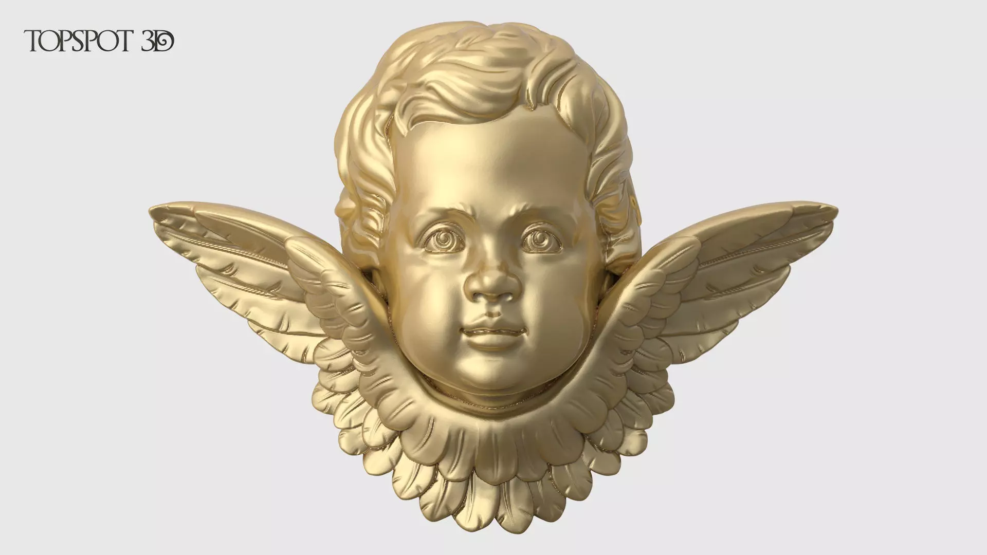 Cherub gold angel head 3D print model_0