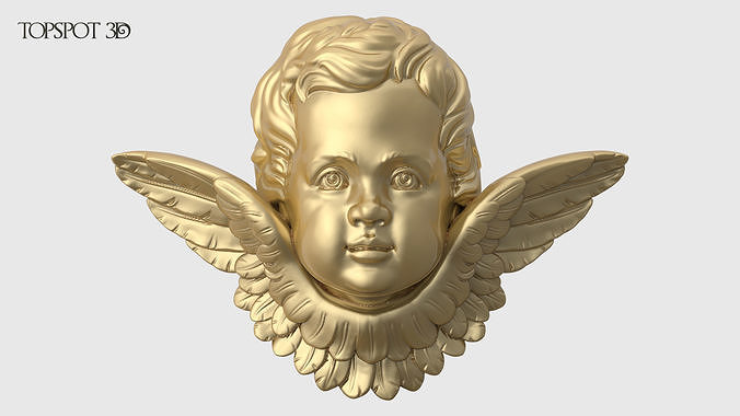 Cherub gold angel head 3D print model
