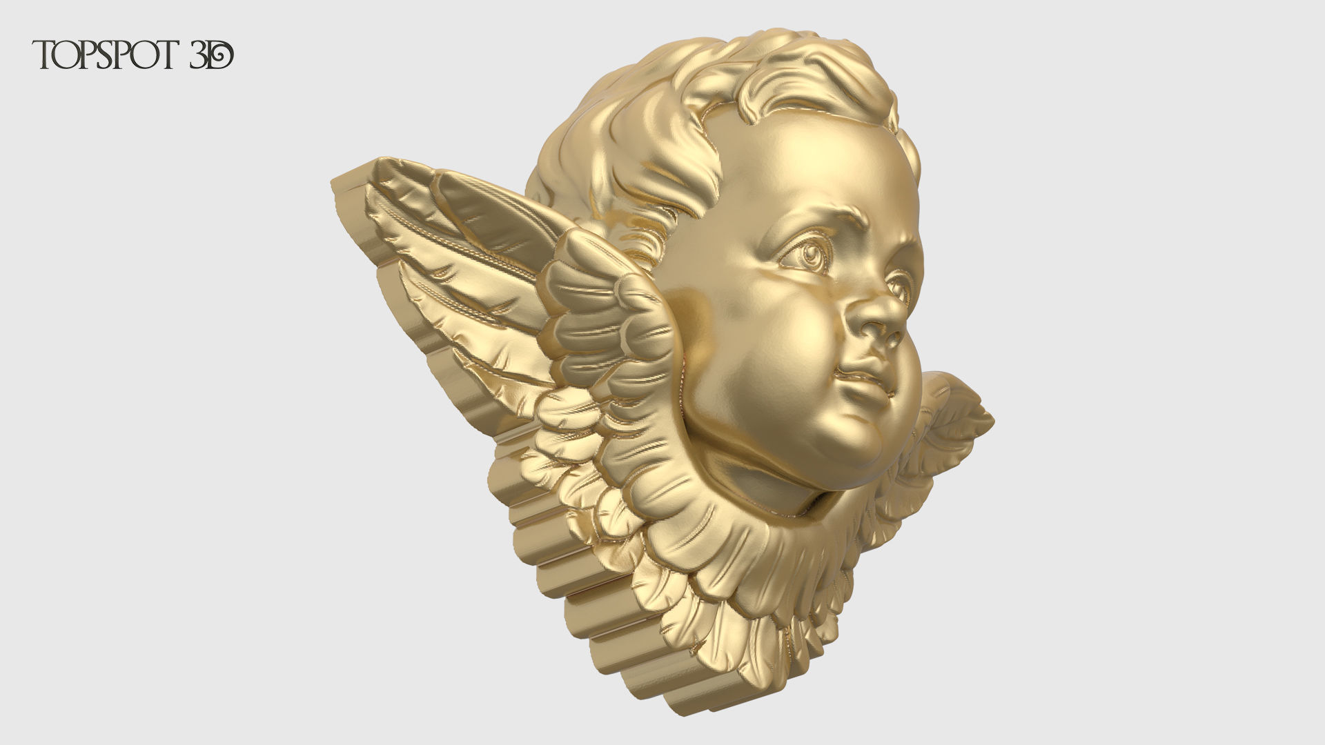 Cherub gold angel head 3D print model_7