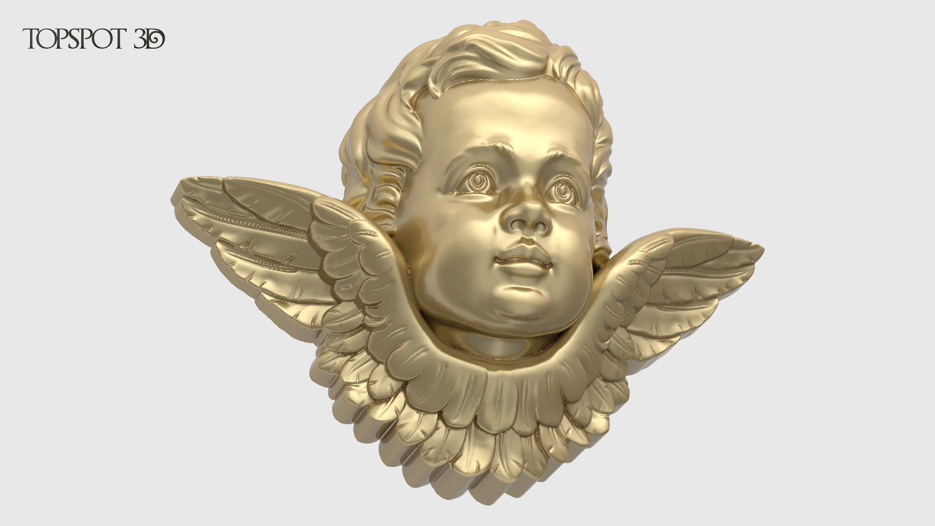 Cherub gold angel head 3D print model_6