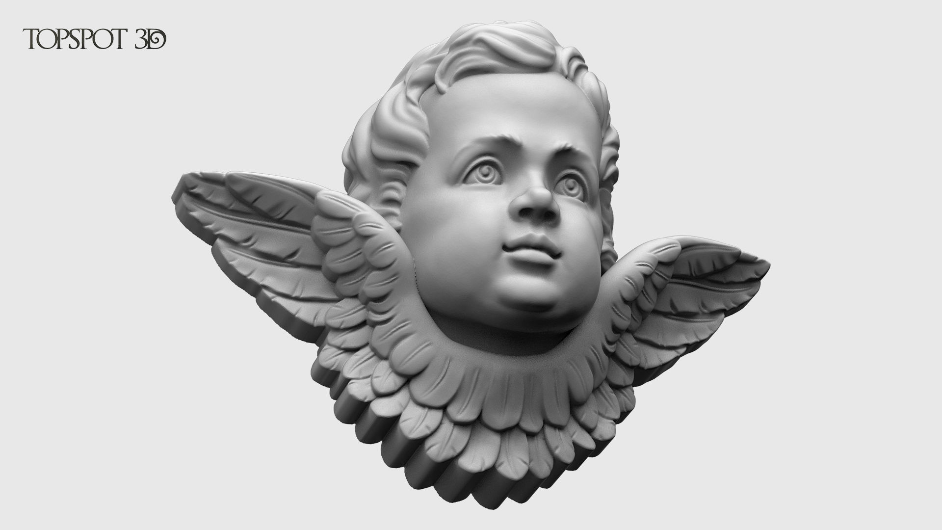 Cherub gold angel head 3D print model_10