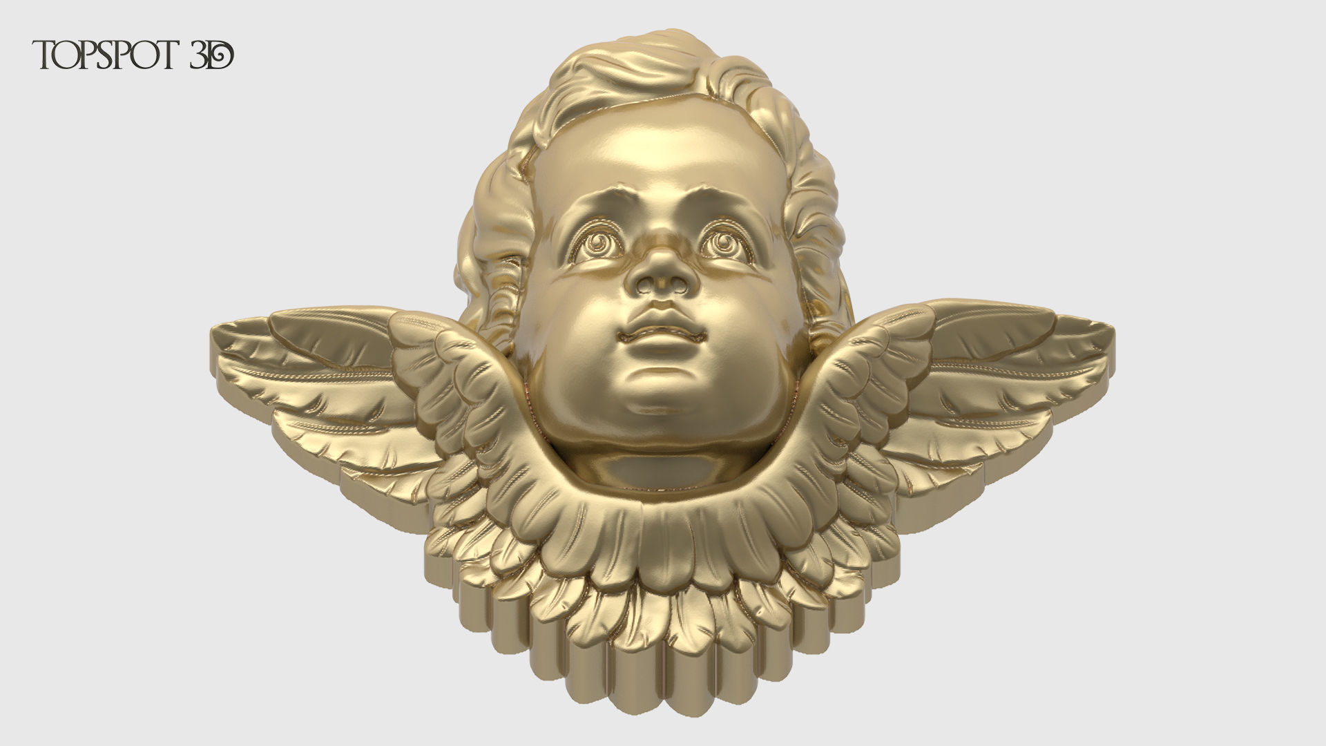Cherub gold angel head 3D print model_4