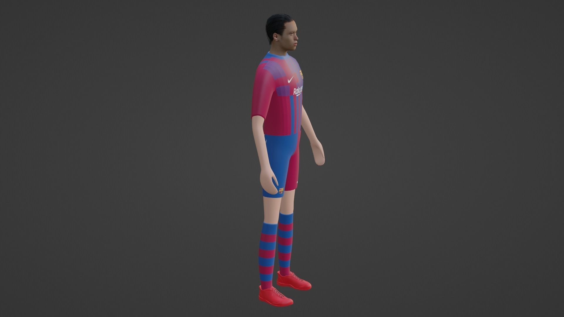 Soccer Player - Barcelona Low-poly 3D model_5