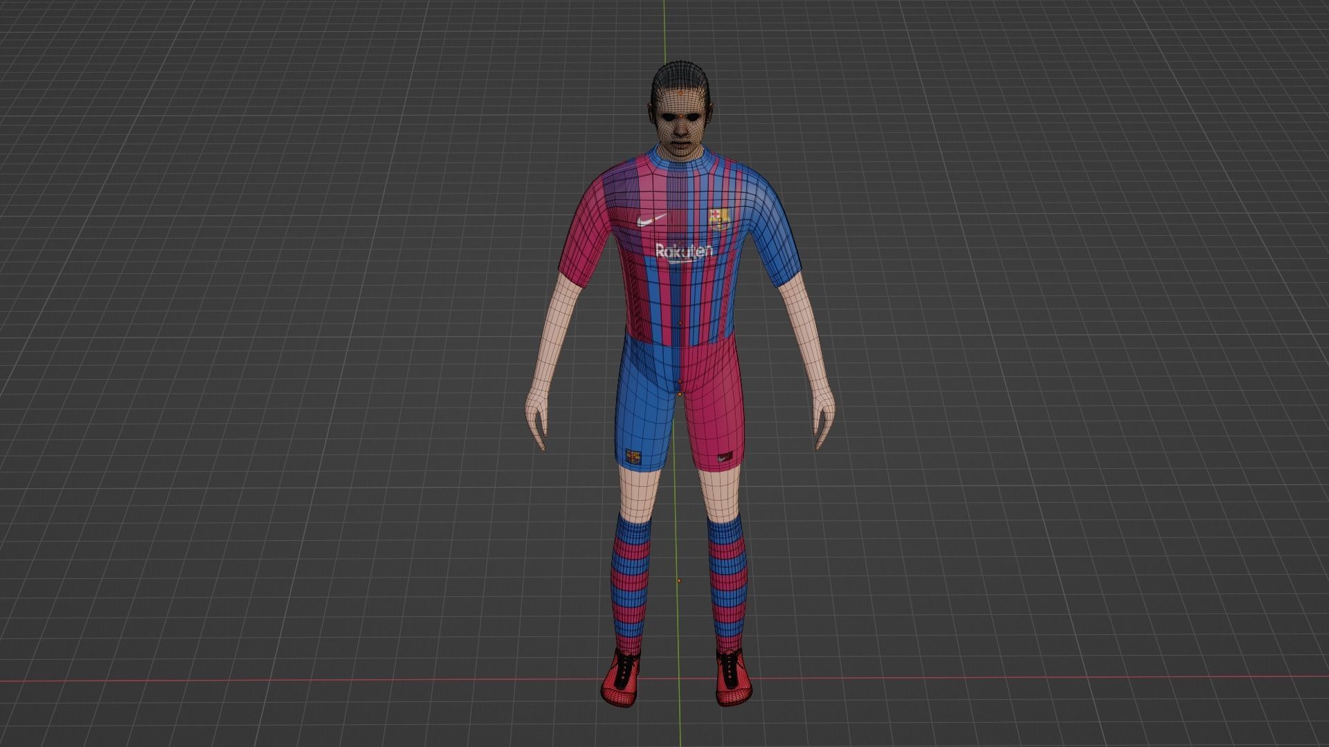 Soccer Player - Barcelona Low-poly 3D model_8