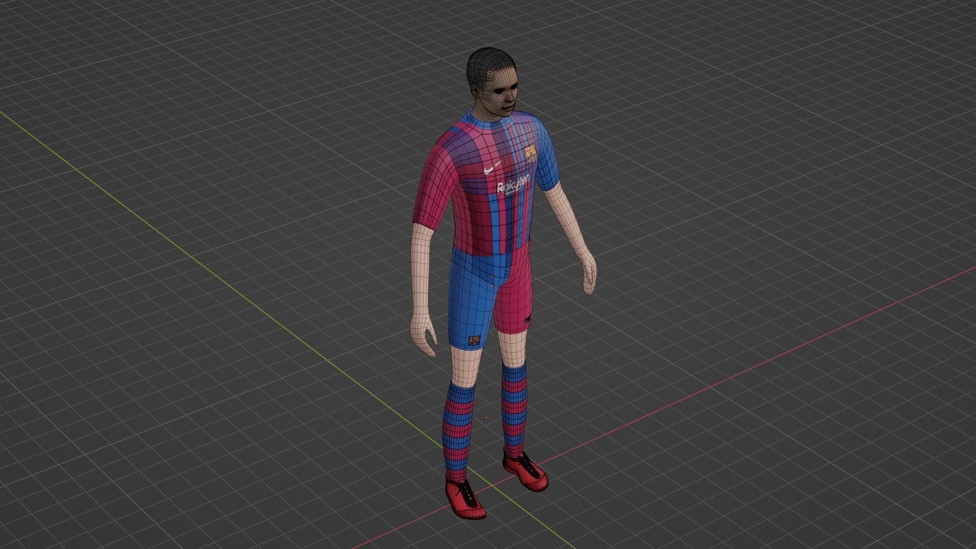 Soccer Player - Barcelona Low-poly 3D model_6