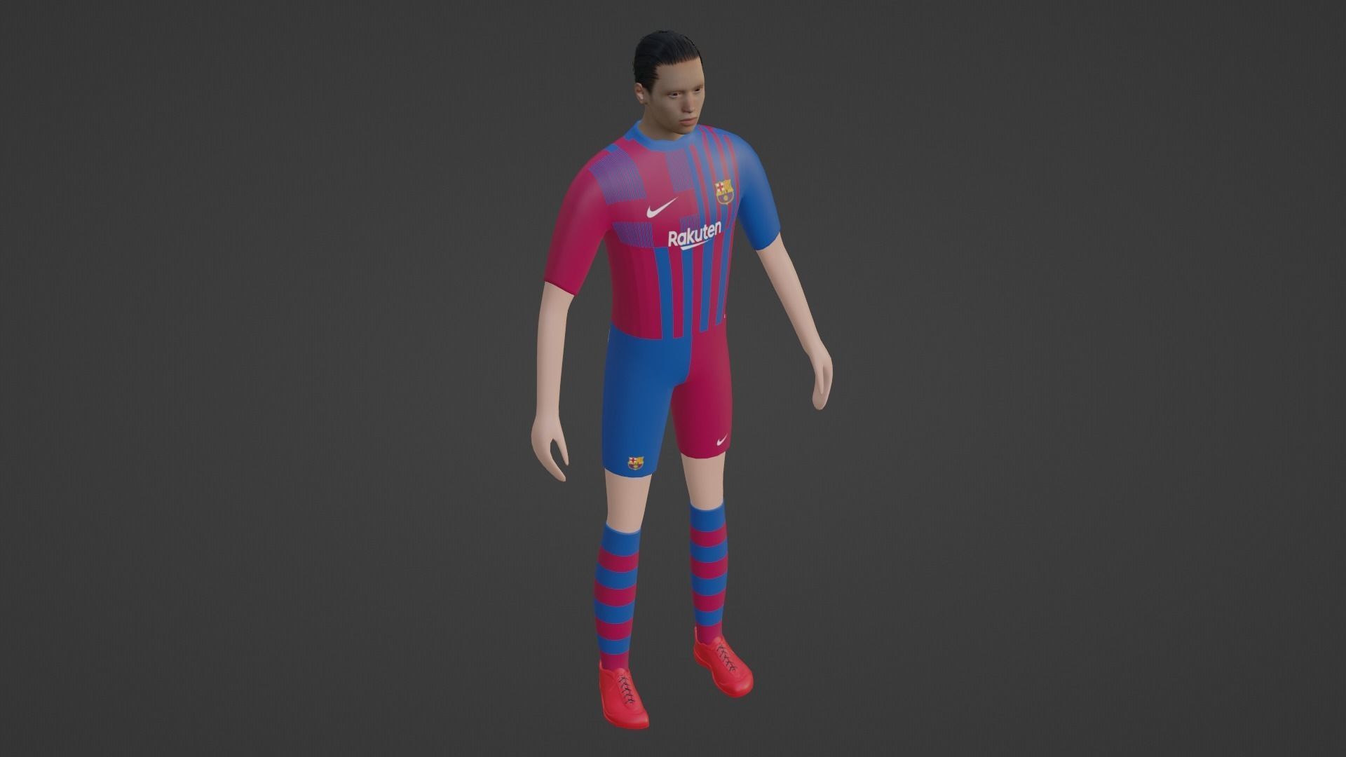 Soccer Player - Barcelona Low-poly 3D model_1