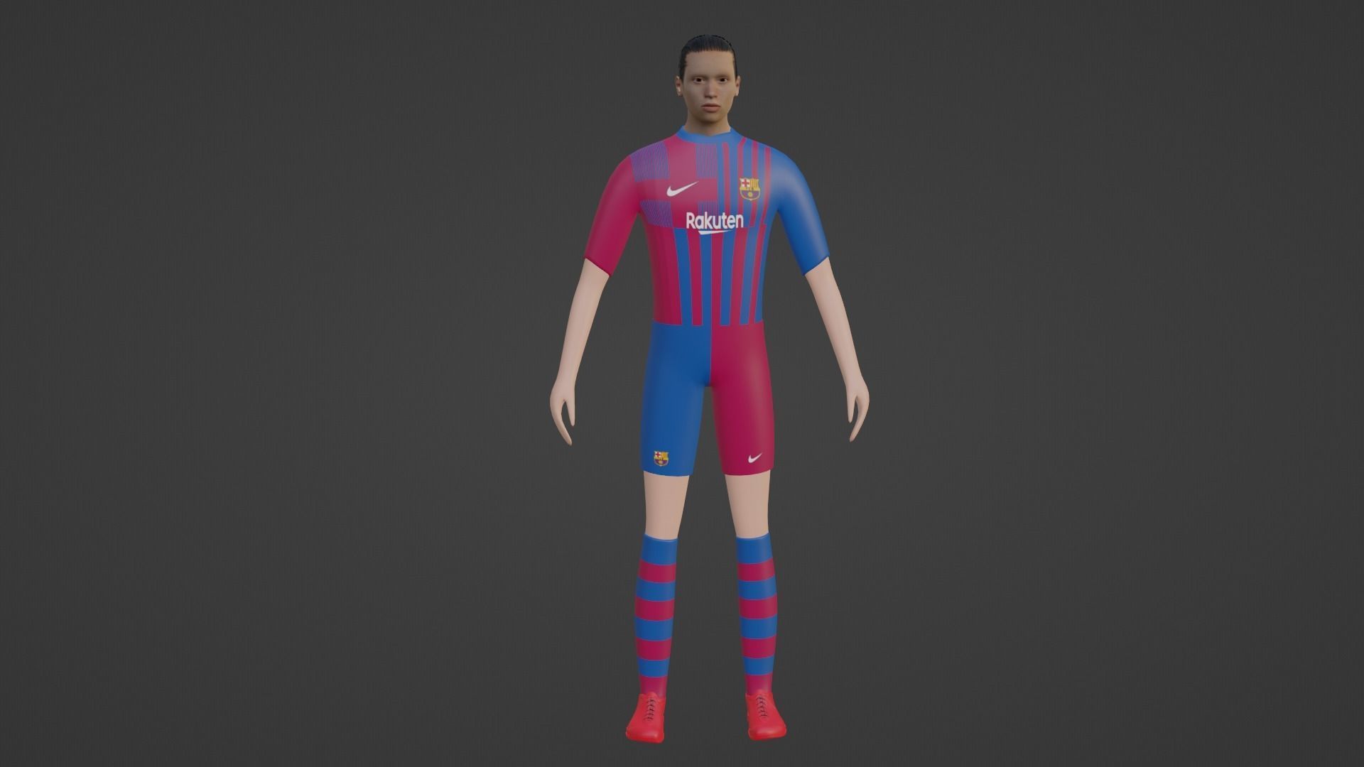 Soccer Player - Barcelona Low-poly 3D model_4