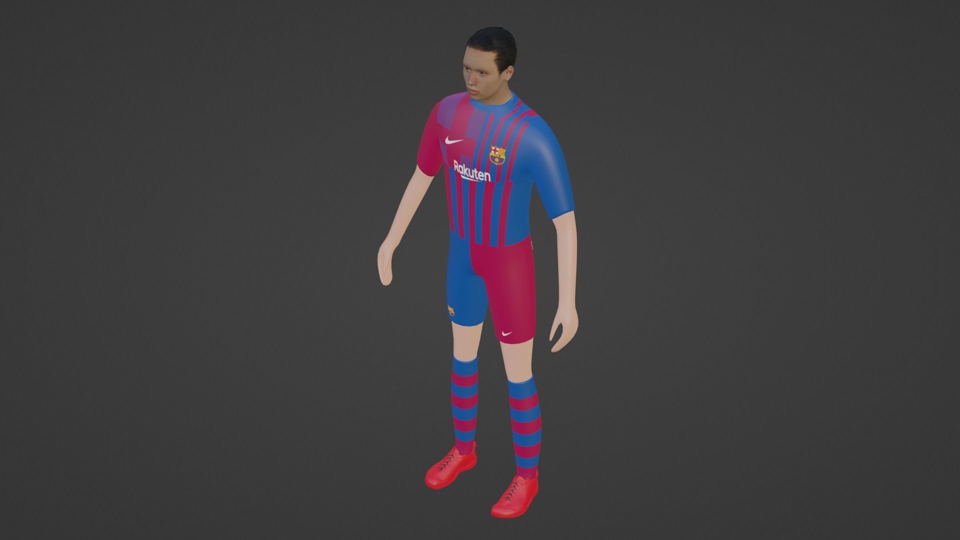 Soccer Player - Barcelona Low-poly 3D model_2