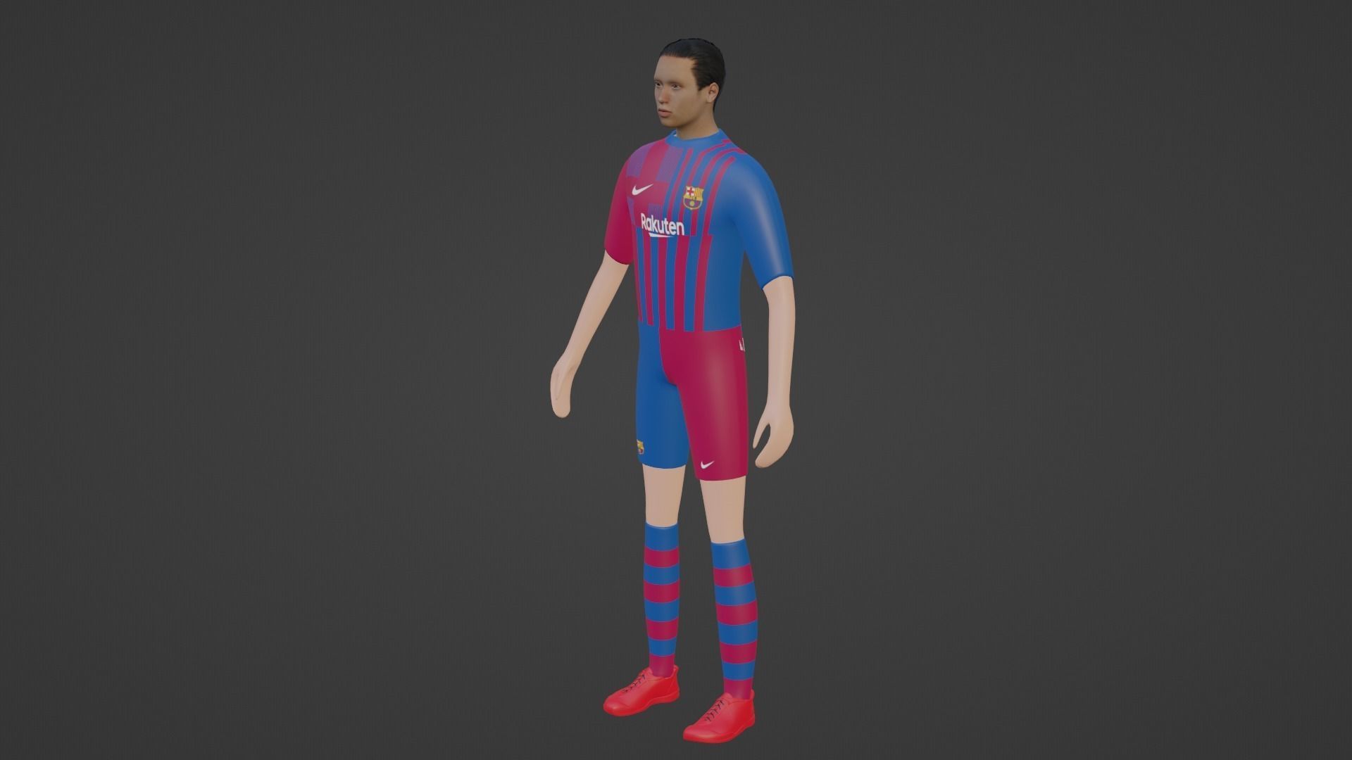 Soccer Player - Barcelona Low-poly 3D model_3