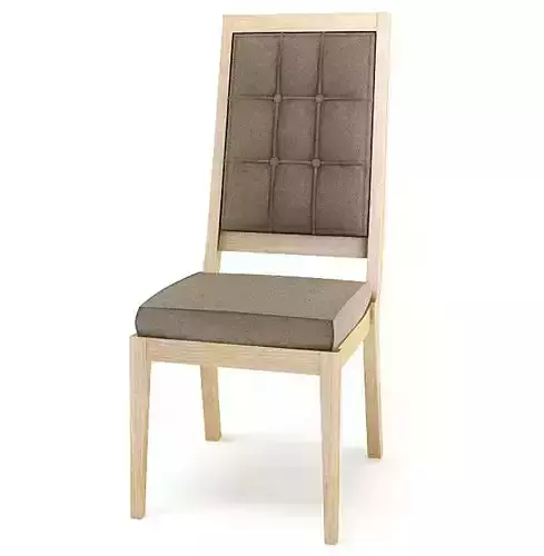 Simple Wooden Cushioned Chair 3D model