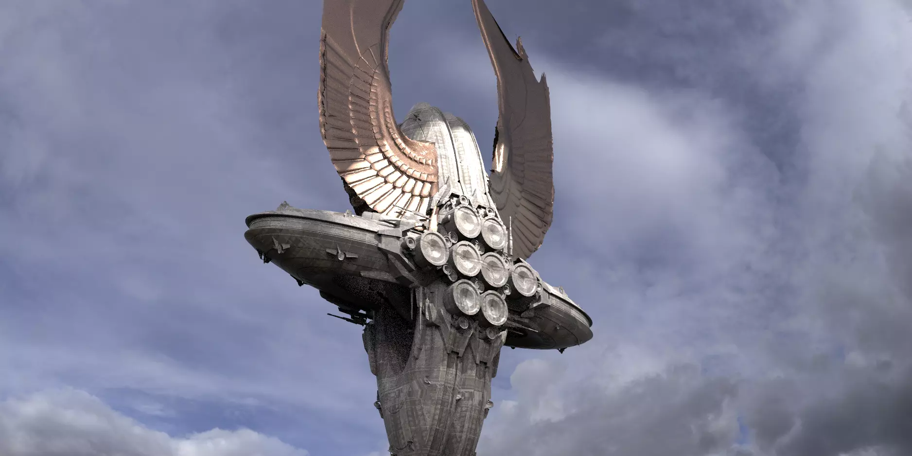 Floating Angel monolith Sci-Fi Base 3D model_0