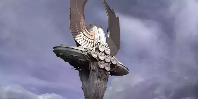 Floating Angel monolith Sci-Fi Base 3D model