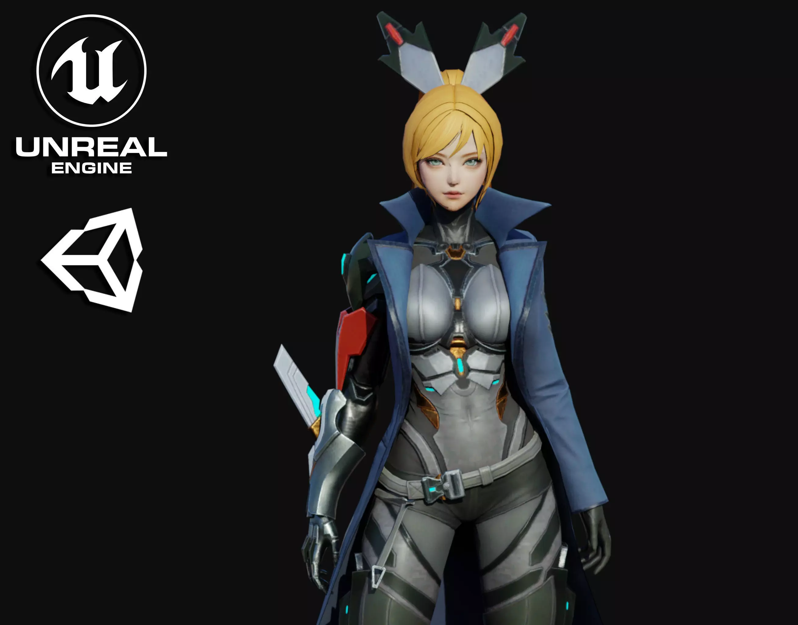 Knight Girl Low-poly 3D model_0