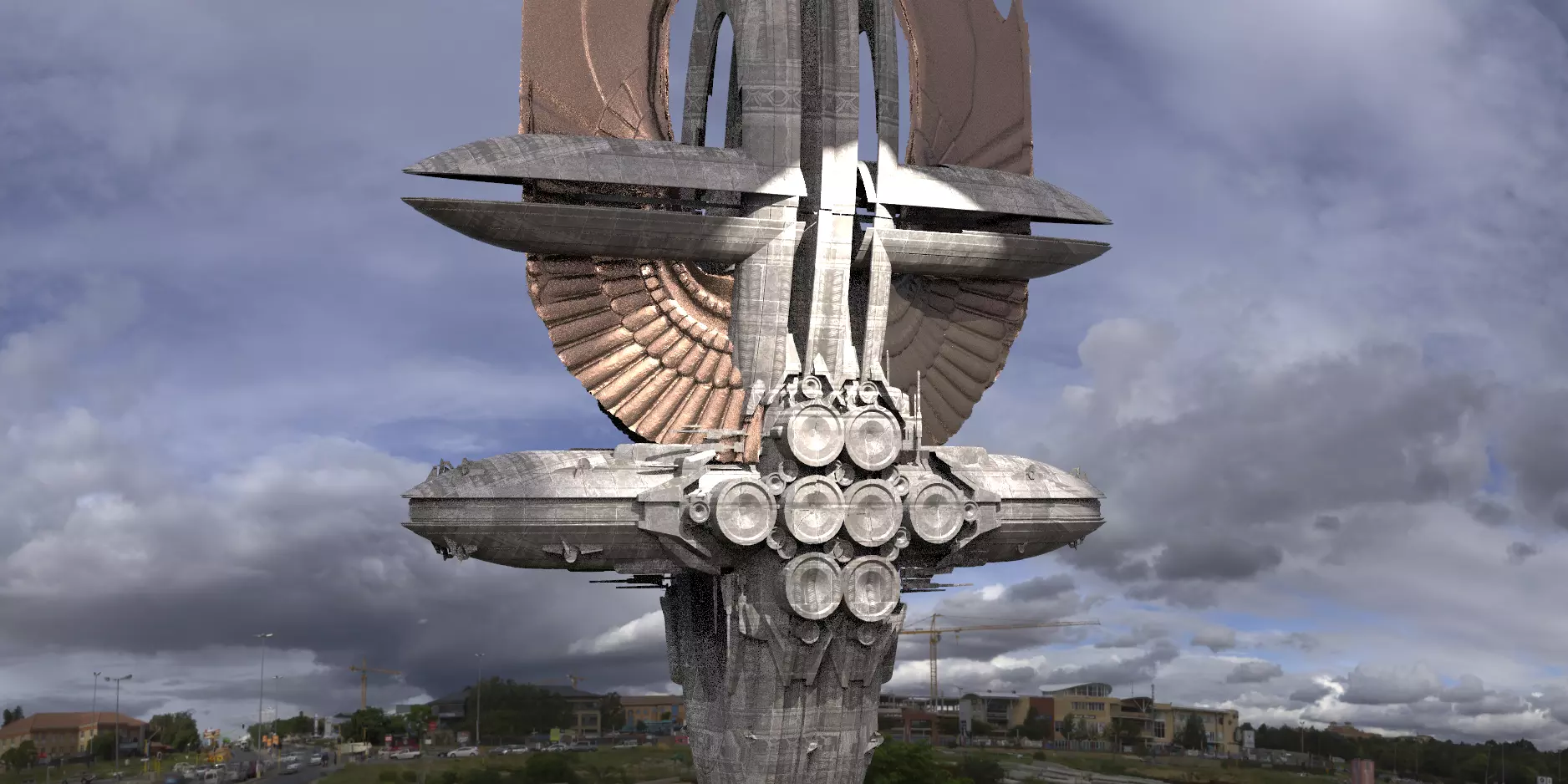 Floating Angel monolith Sci-fi Base 3 3D model_0