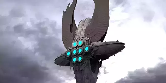 Floating Angel monolith Sci-fi Base 