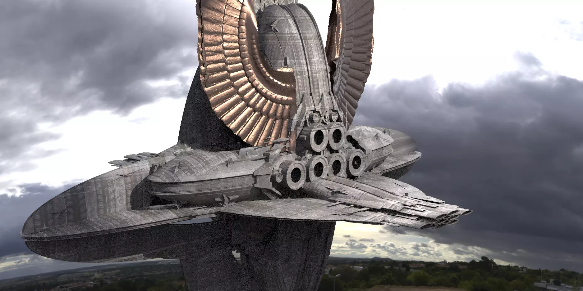 Floating Angel monolith Sci-fi Base 5  3D model_0