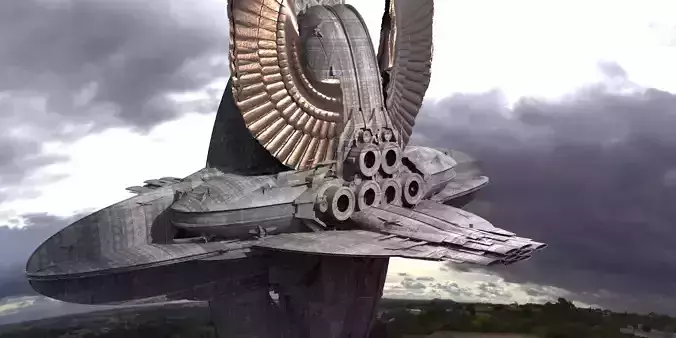 Floating Angel monolith Sci-fi Base 5  3D model