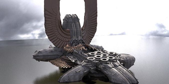 Floating Angel monolith Sci-fi Ship Landed  3D model