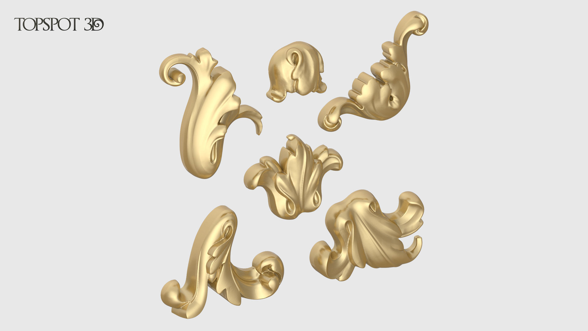 Garland Acanthus Leaf Set 3D print model_6