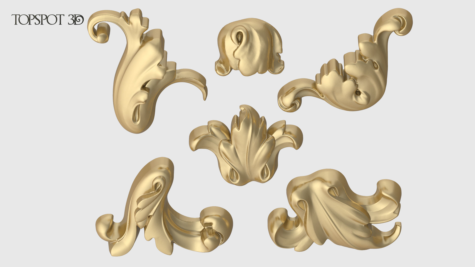Garland Acanthus Leaf Set 3D print model_8