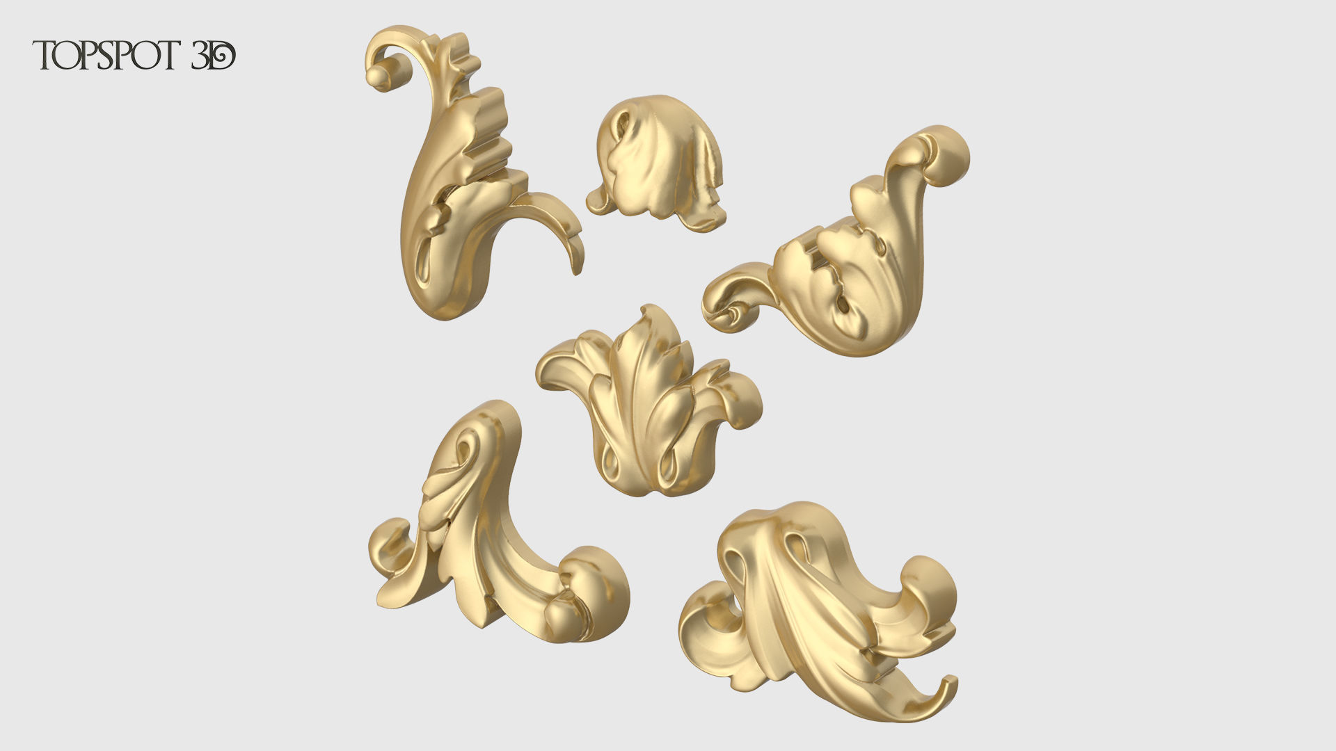 Garland Acanthus Leaf Set 3D print model_3
