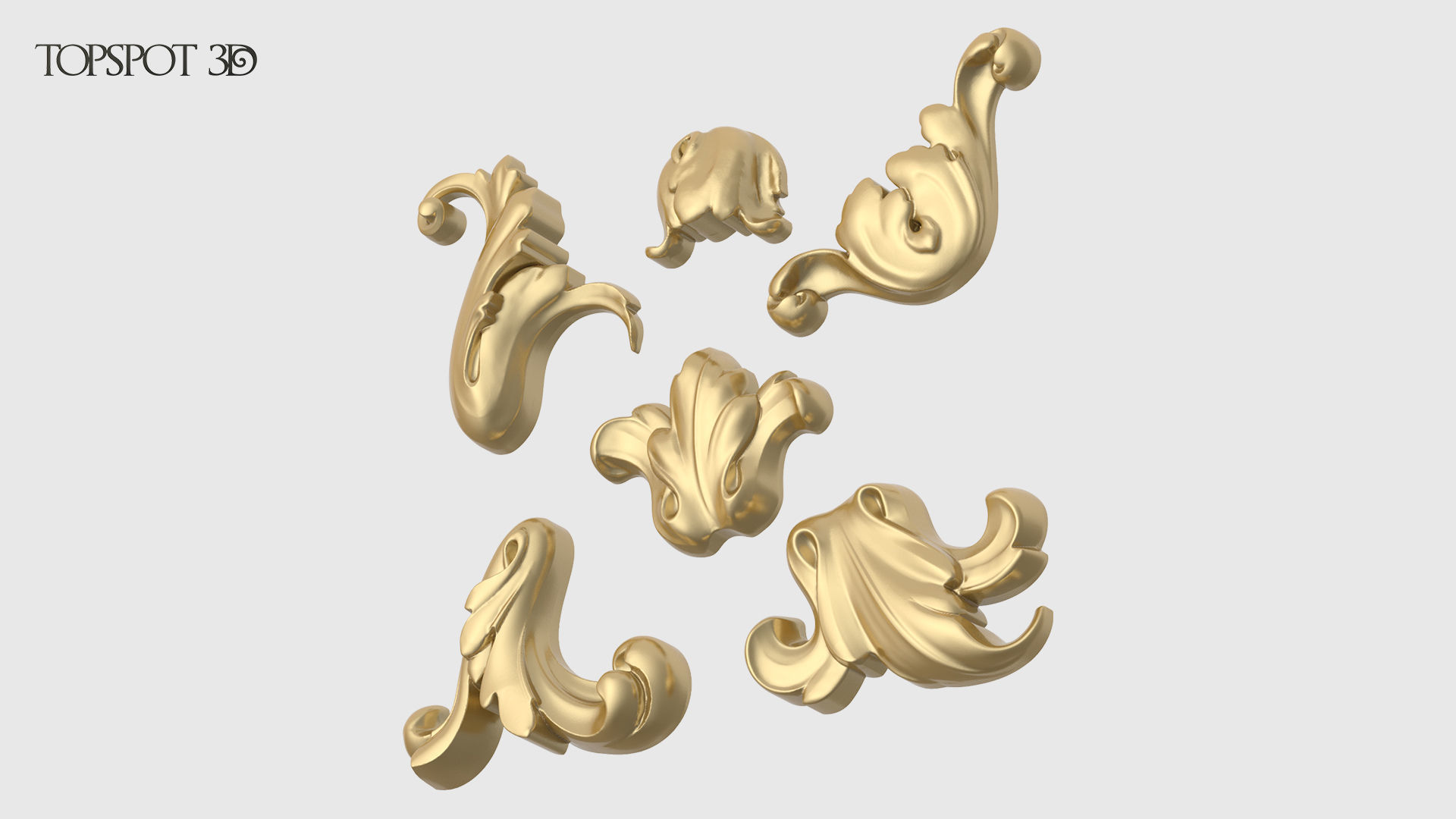 Garland Acanthus Leaf Set 3D print model_4