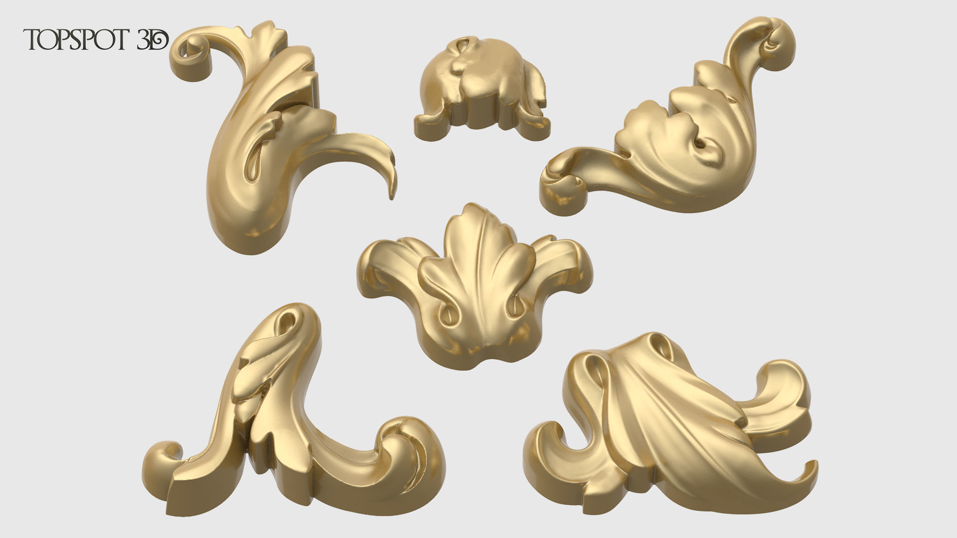 Garland Acanthus Leaf Set 3D print model_7