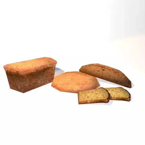 Lowpoly Bread and slice variations Free low-poly 3D model