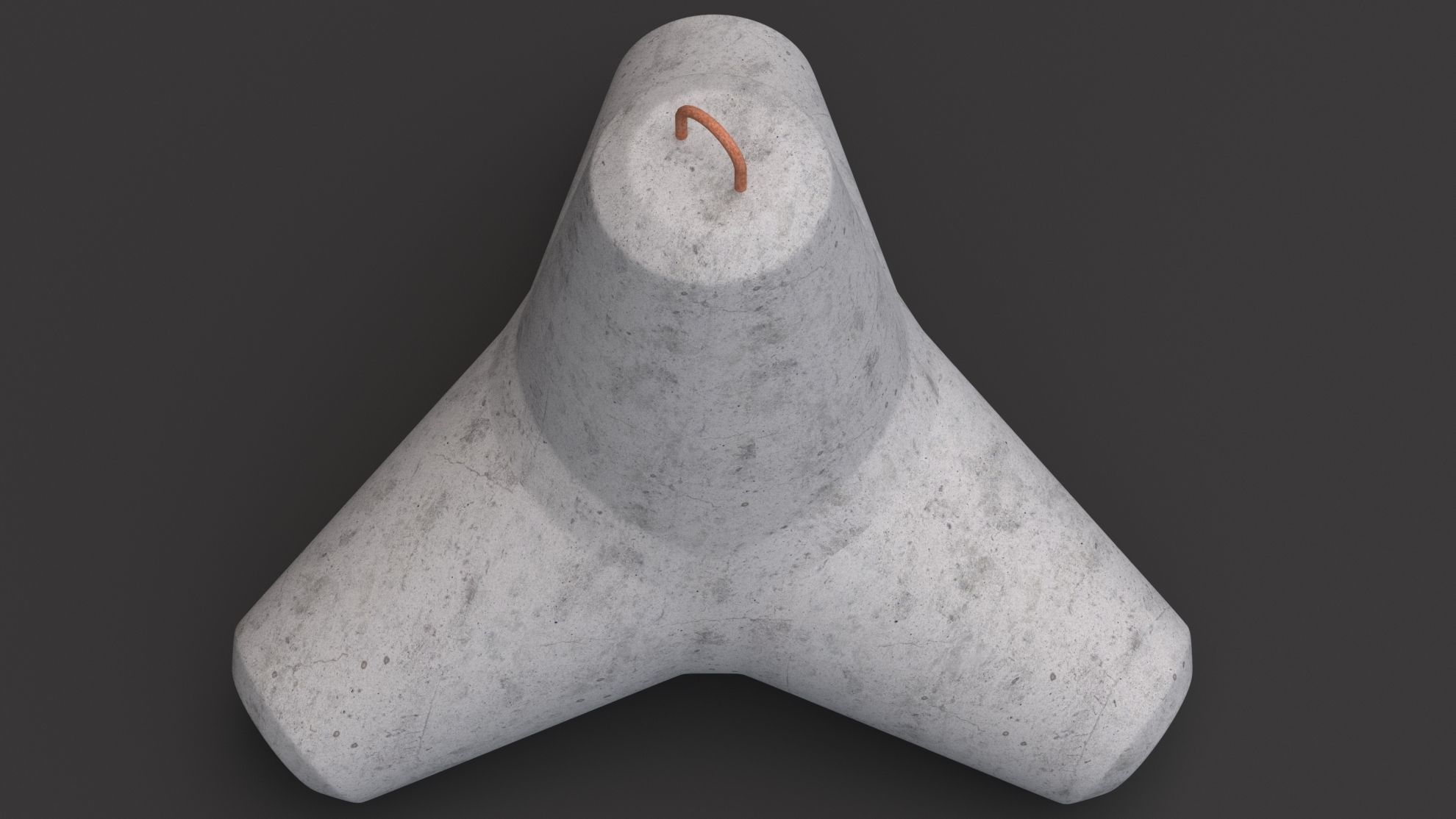 Concrete Tetrapod 3D model_2