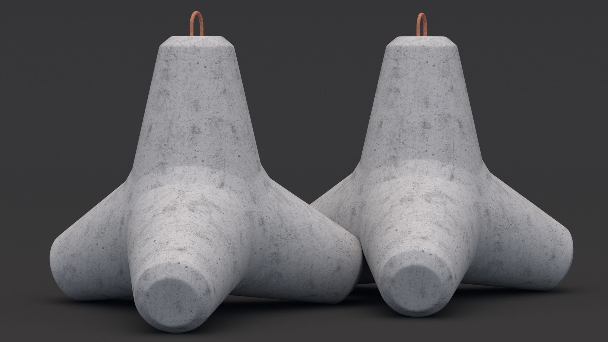 Concrete Tetrapod 3D model_4
