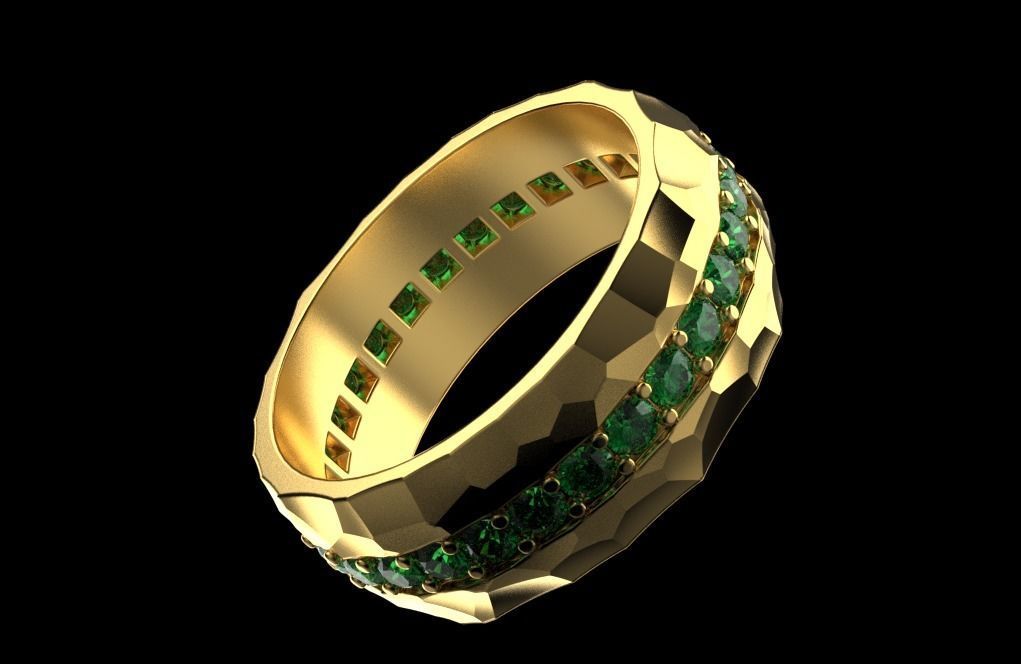 gemstone ring 3D print model_9