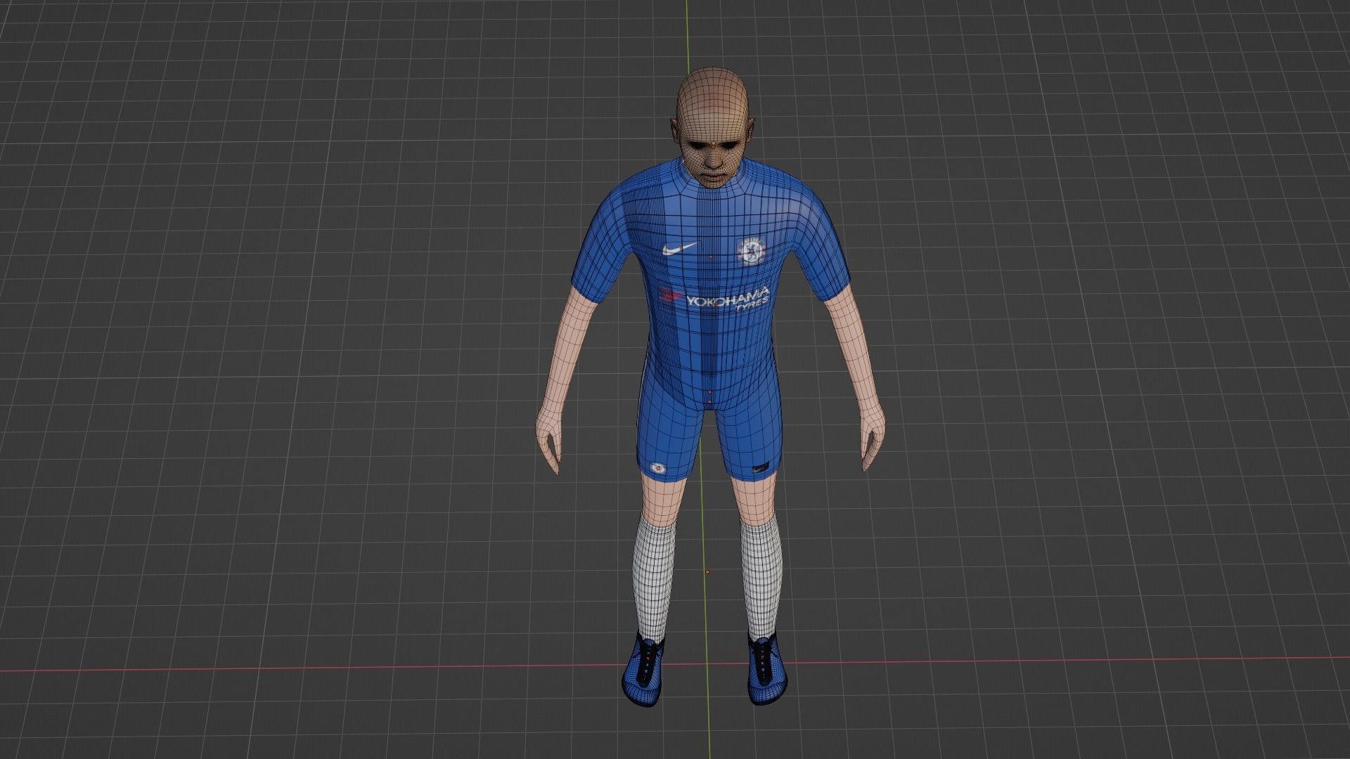Soccer Player - Chelsea Low-poly 3D model_7