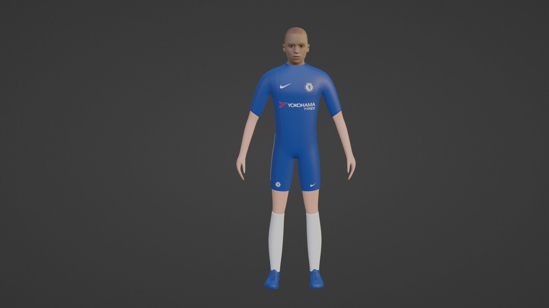 Soccer Player - Chelsea Low-poly 3D model_4